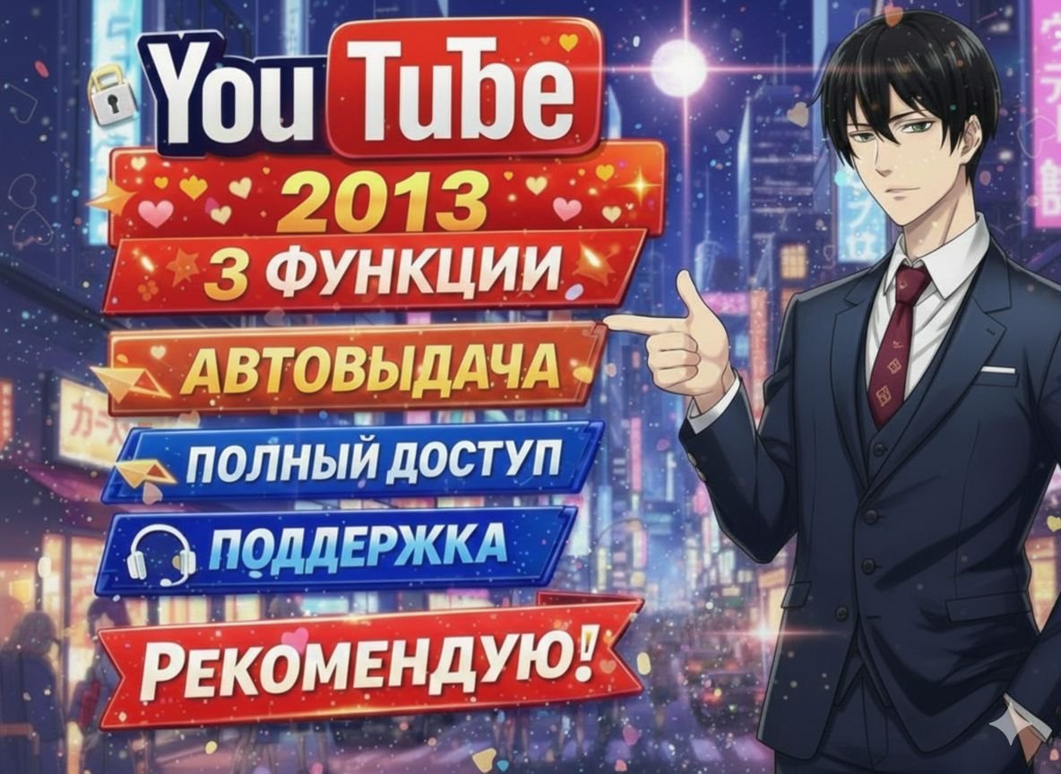 YouTube канал, 3 функции, 2010-2019 год регистрации, устойчив к блокировкам, гарантия