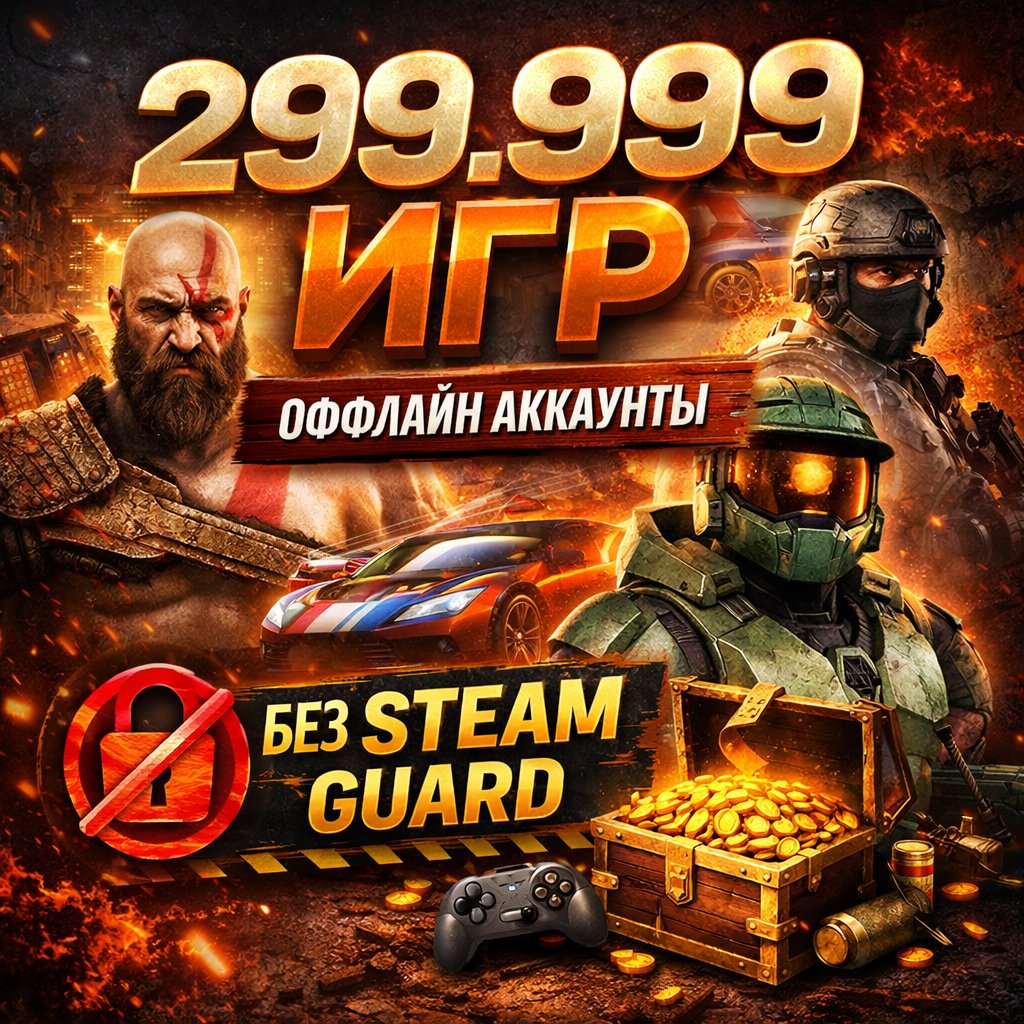 🎮 299.999 Игр — Оффлайн Аккаунты | Без Steam Guard